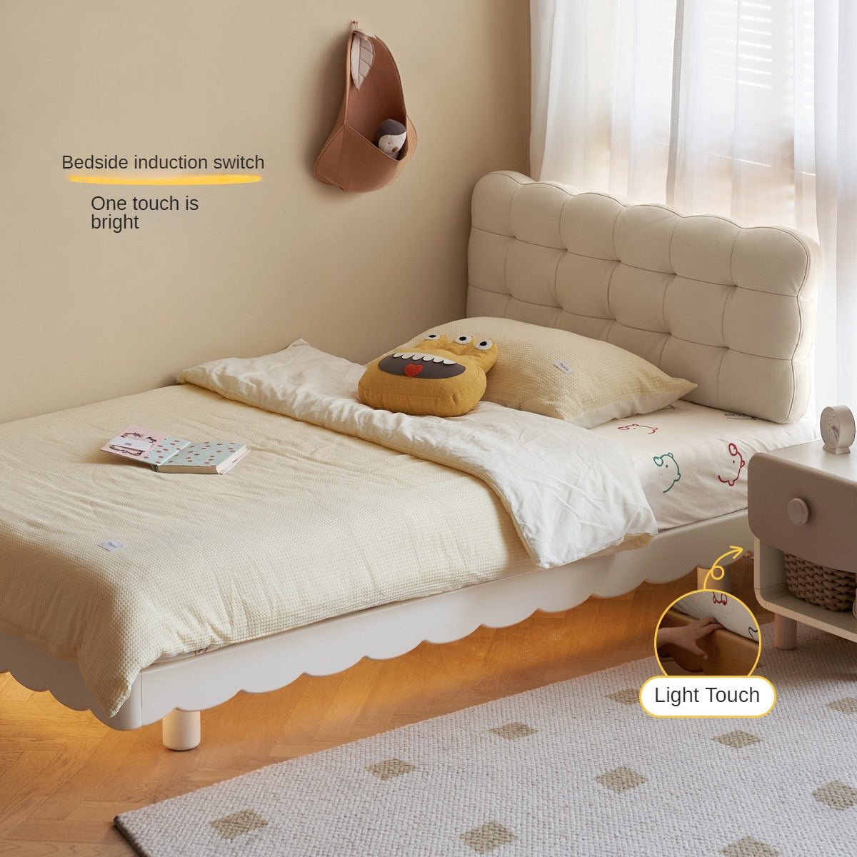 Solid Beech Wood Kids Platform Bed - No Headboard, Eco-Friendly & Sturdy for Toddler & Children's Bedroom - Perfect for Small Spaces & Montessori Style Rooms