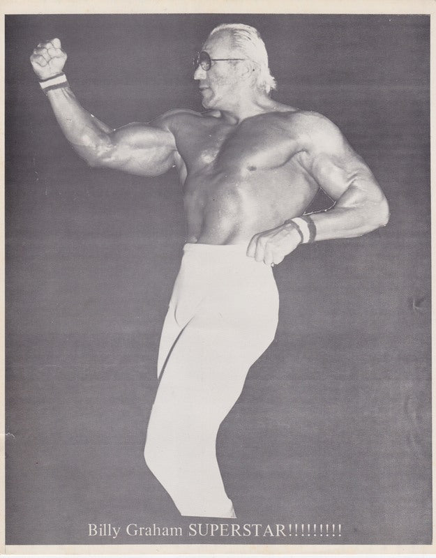 Vintage 1970s AWA Superstar Billy Graham Wrestling Promo Photo - Collectible Memorabilia for Wrestling Fans & Sports Decor