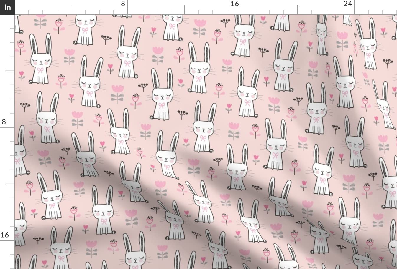 Dreamy Bunny Rabbit Pink Pets Spring Easter Bunnies Printed Velvet Upholstery Fabric by The Yard - Home Decor, Apparel & DIY Projects - Perfect for Easter Decorations, Nursery Curtains & Crafting