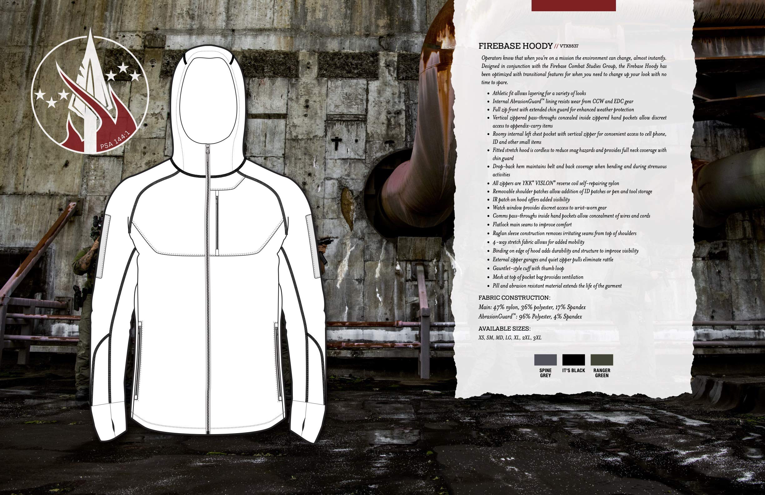 Vertx Men's Firebase Hoody - Lightweight, Water-Resistant Outdoor Hooded Jacket for Hiking, Camping & Everyday Wear