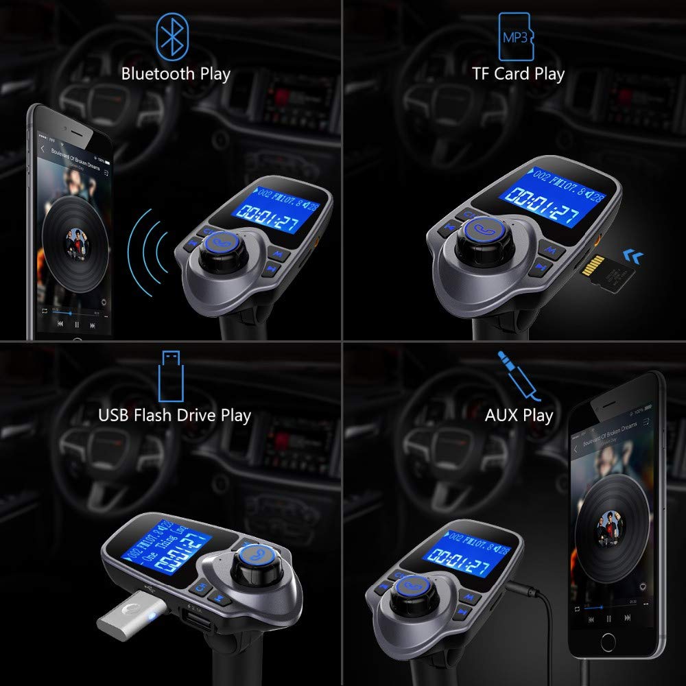 T11 Wireless Bluetooth FM Transmitter for Car - Hands-Free Car Kit with MP3 Player, Dual USB Charging Ports & Bluetooth Adapter | Perfect for Road Trips, Commuting & Music Streaming