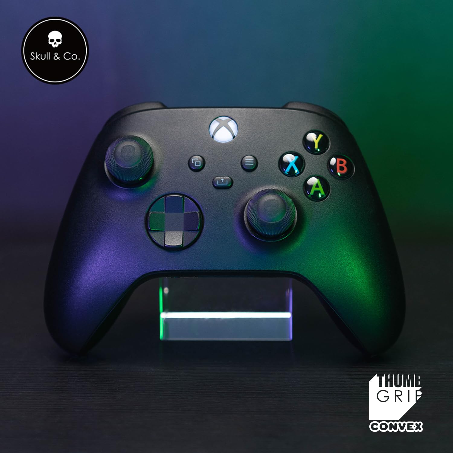 Skull & Co. Convex Thumb Grips Set for Xbox Series X|S & Xbox One Controller - 2 Pairs (4pcs) Neon Blue, Enhanced Grip & Precision for Gaming | Perfect for FPS, Racing & Long Gaming Sessions