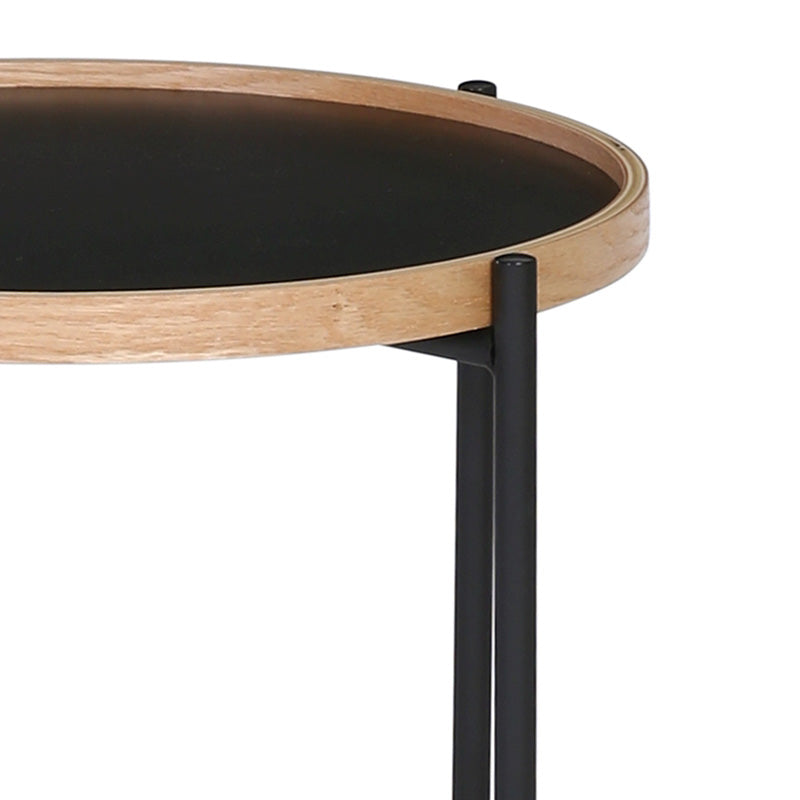 TANIX Round Black Side Table - Modern End Table for Living Room, Bedroom, or Office - Small Accent Table for Coffee, Books, and Decor