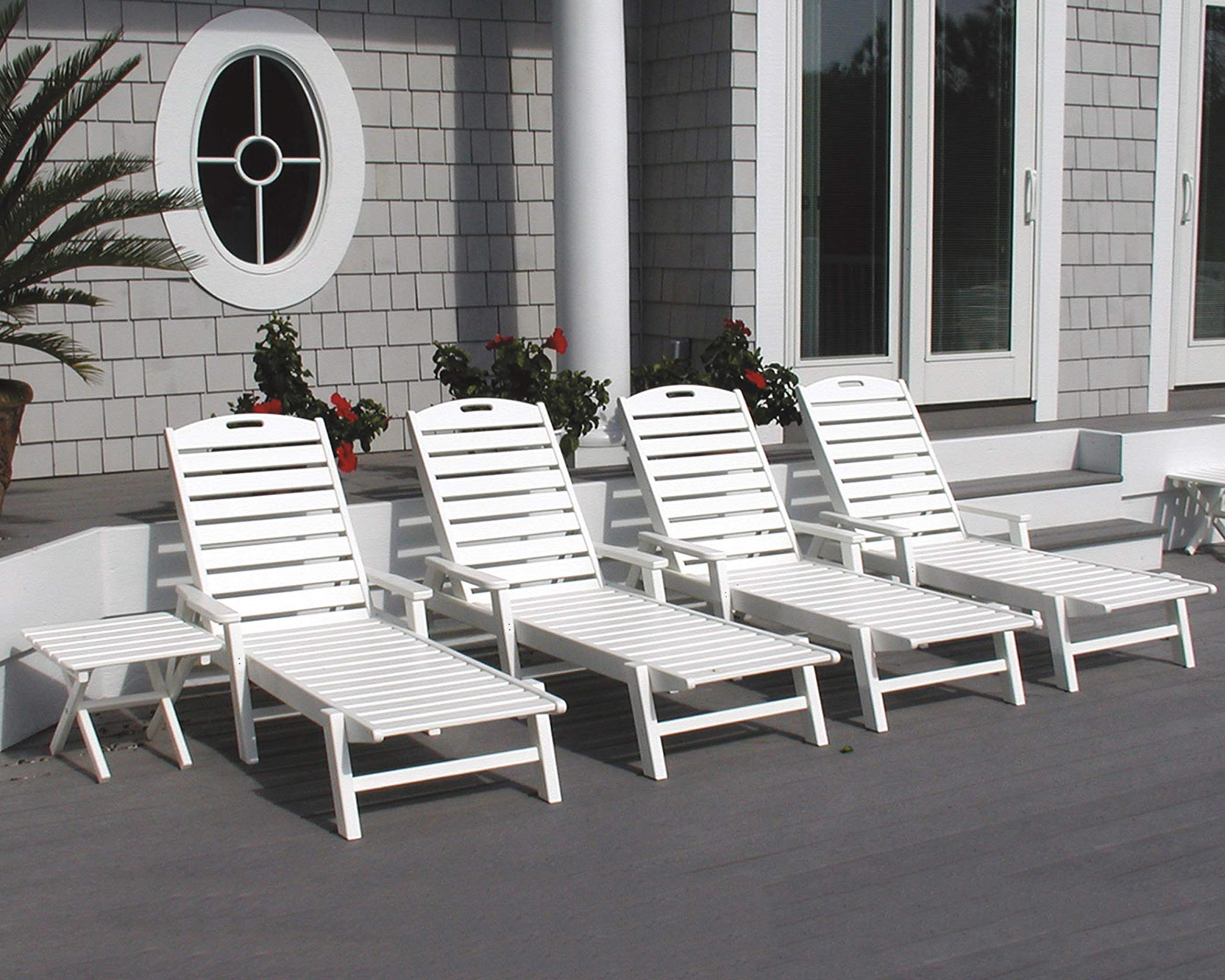 POLYWOOD NCC2280MA-P Nautical Arms Chaise Lounge - Outdoor Patio Furniture, Green - Perfect for Poolside, Beach House, or Backyard Relaxation