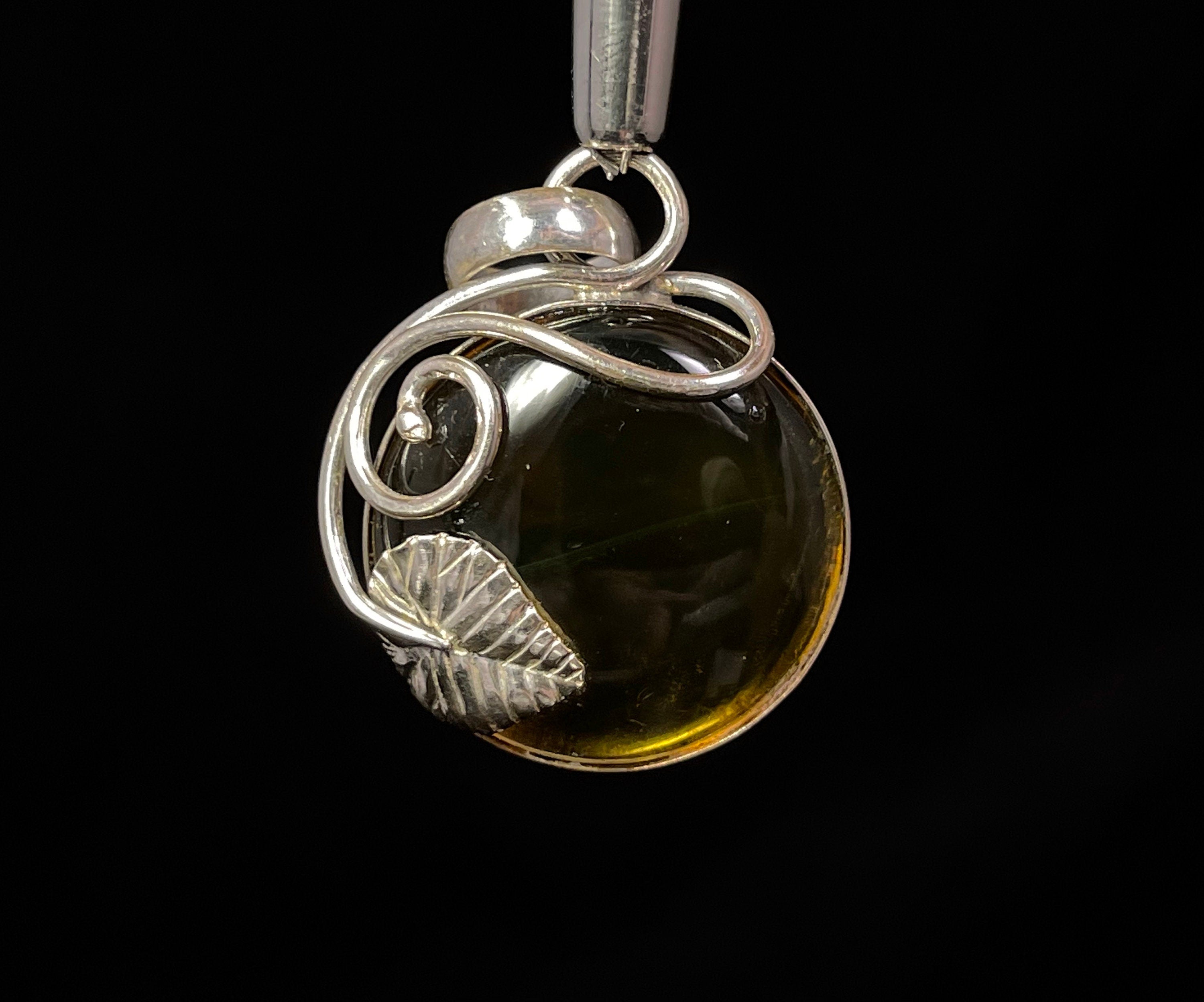 Sterling Silver Amber Crystal Pendant Necklace - Healing Stones & Fine Jewelry for Women, Gift for Her, L2272 | Perfect for Meditation, Energy Healing & Everyday Wear