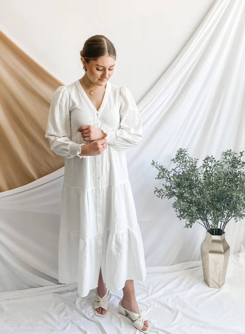 DAISY Floral Summer Dress for Women - White Cotton Sundress with Pockets | Perfect for Beach, Vacation, and Casual Outings