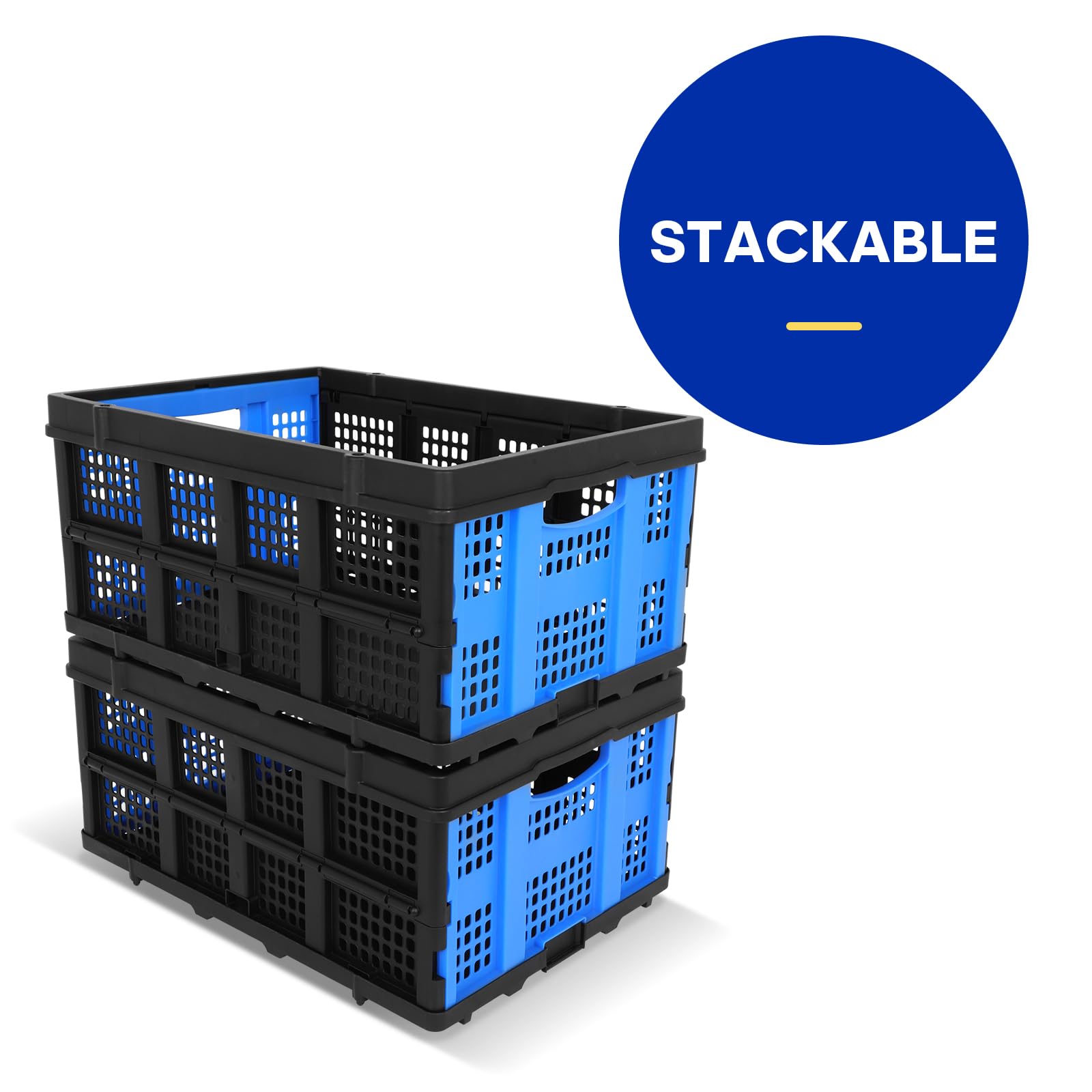 FAHKNS 60L Collapsible Storage Bins - Heavy Duty Foldable Milk Crates for Home, Office & Outdoor Organization - Large Capacity Utility Containers for Bathroom, Warehouse, Garden & Toys Storage - Perfect for Space Saving & Clutter Control