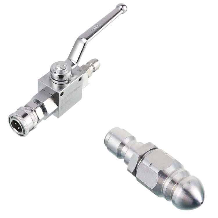 RIDGE WASHER High Pressure Ball Valve Kit for Power Washer Hose - Heavy Duty Sewer Jetter Nozzle for Pressure Washer Drain Cleaning - Perfect for Home Drain Maintenance, Commercial Jetting & Industrial Pipe Cleaning