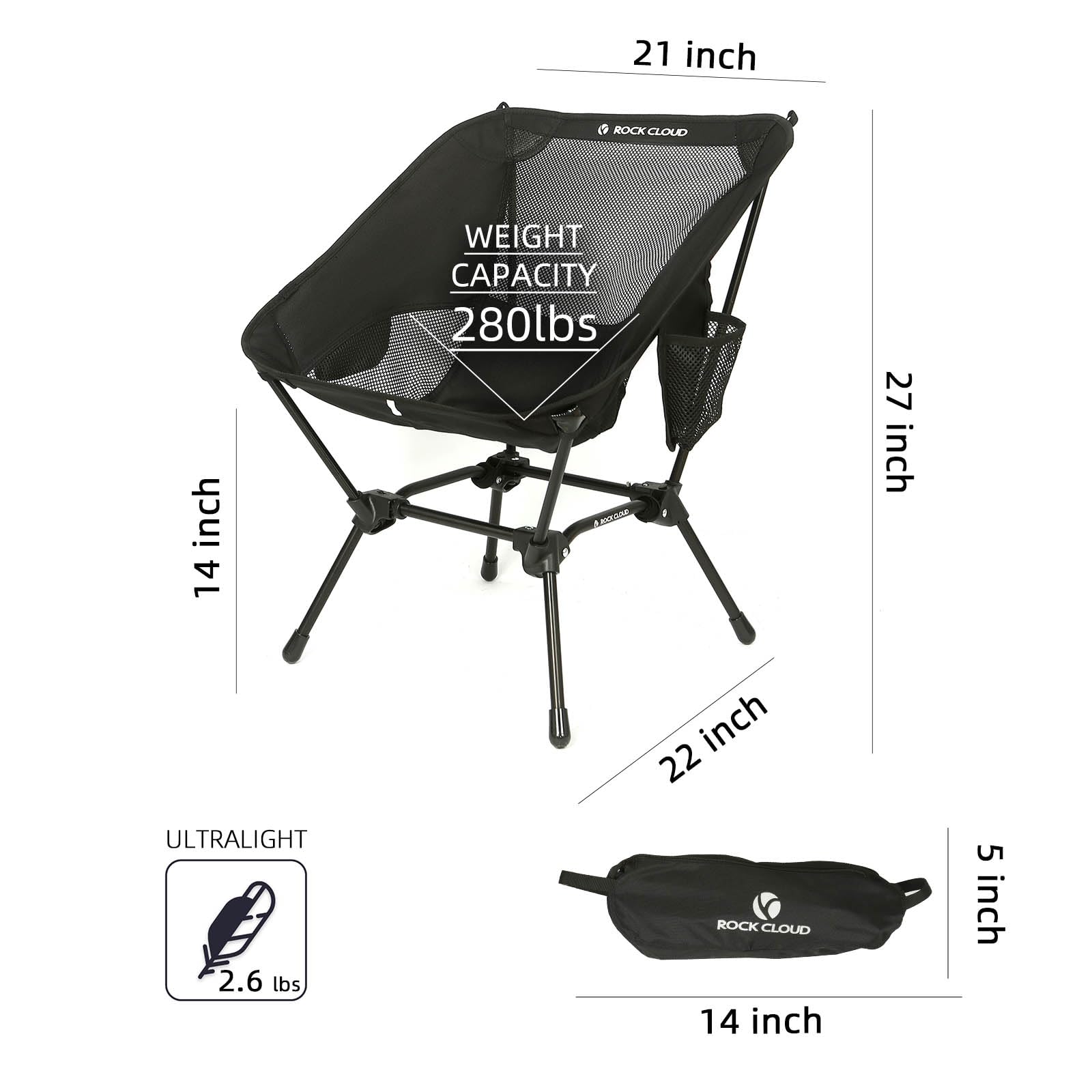 2 Pack Ultralight Folding Camping Chairs - Portable Outdoor Chairs for Camping, Hiking, Beach, Backpacking & Lawn Sports (Black) | Perfect for Picnics, Tailgating & Outdoor Adventures