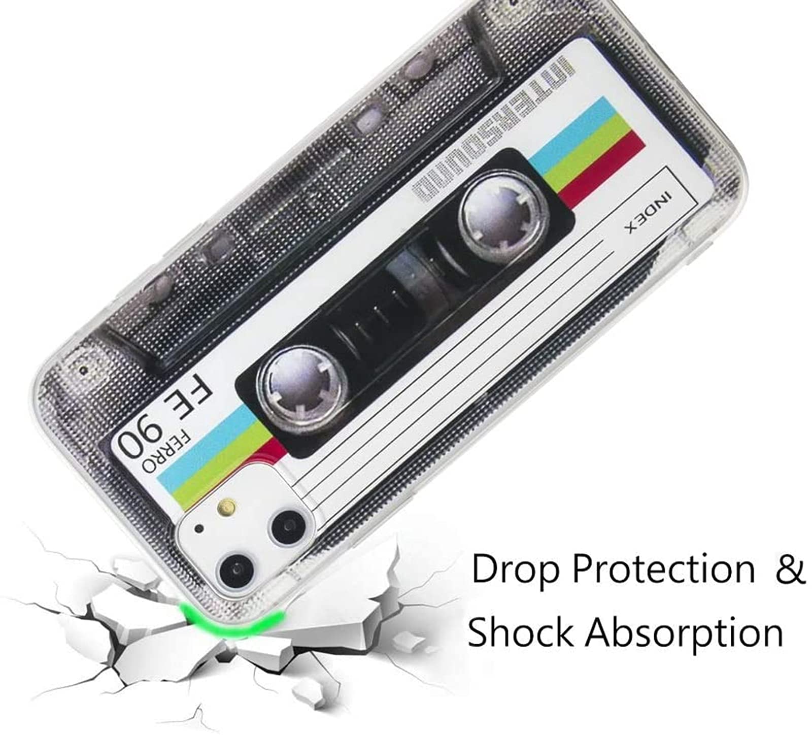 Retro Cassette Tape iPhone 13 Case - Shockproof Heavy Duty Matte Cover with Music Design | Trendy Protective Phone Case for Women & Men | Perfect for Music Lovers, Vintage Style & Daily Protection