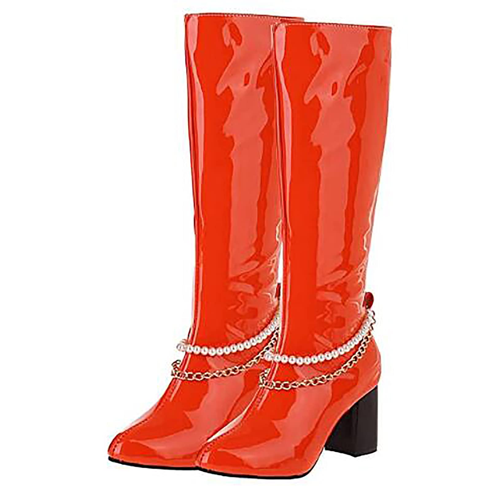 ErikenUrben Women's Fashion Knee High Boots - Patent Leather Chunky Heel Cosplay Boots for Women | Party, Halloween, Cosplay & Winter Outfits