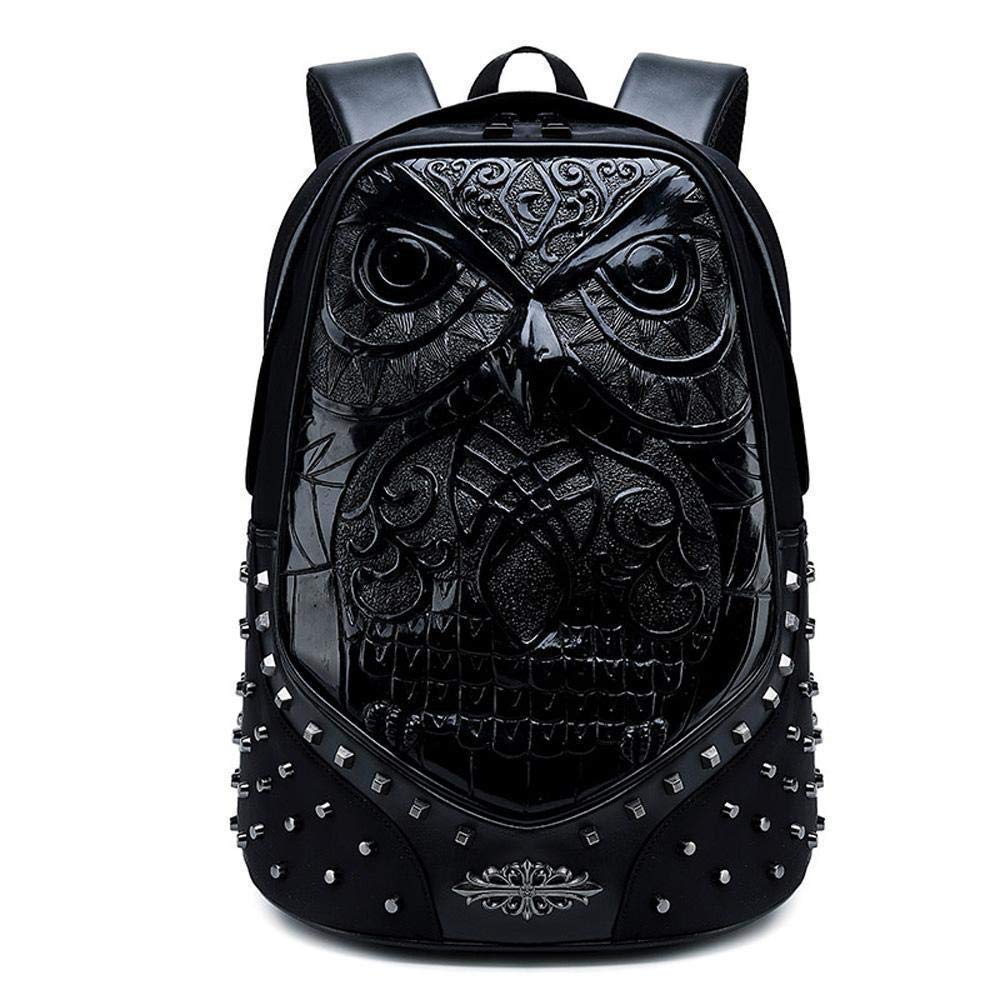3D Owl Studded Backpack - Stylish Laptop Computer Bag for Women & Men, Travel Rucksack with Spacious Compartment for School, Work, Gym & Outdoor Adventures