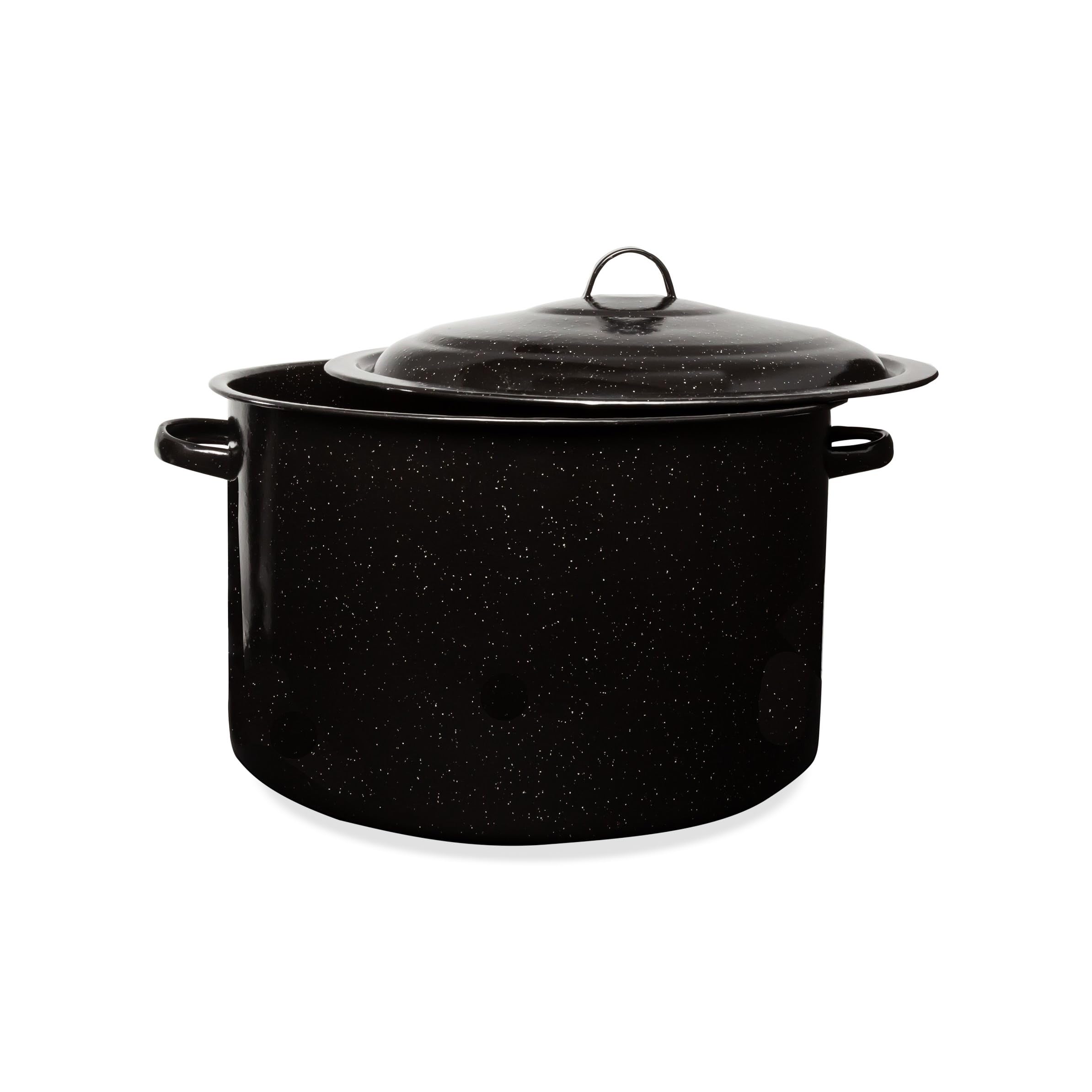 21 Qt Granite Stockpot with Lid - Nonstick Speckled Enamel Cookware for Boiling, Soups & Stews - Large Stovetop, Campfire & Outdoor Cooking Pot - Perfect for Home Kitchens, Camping & Outdoor Adventures