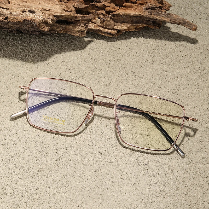 Stylish Unisex Black Titanium Square Eyeglasses - Full Rim Polygon Frame 42003 | Perfect for Work, Reading & Fashion Accessories