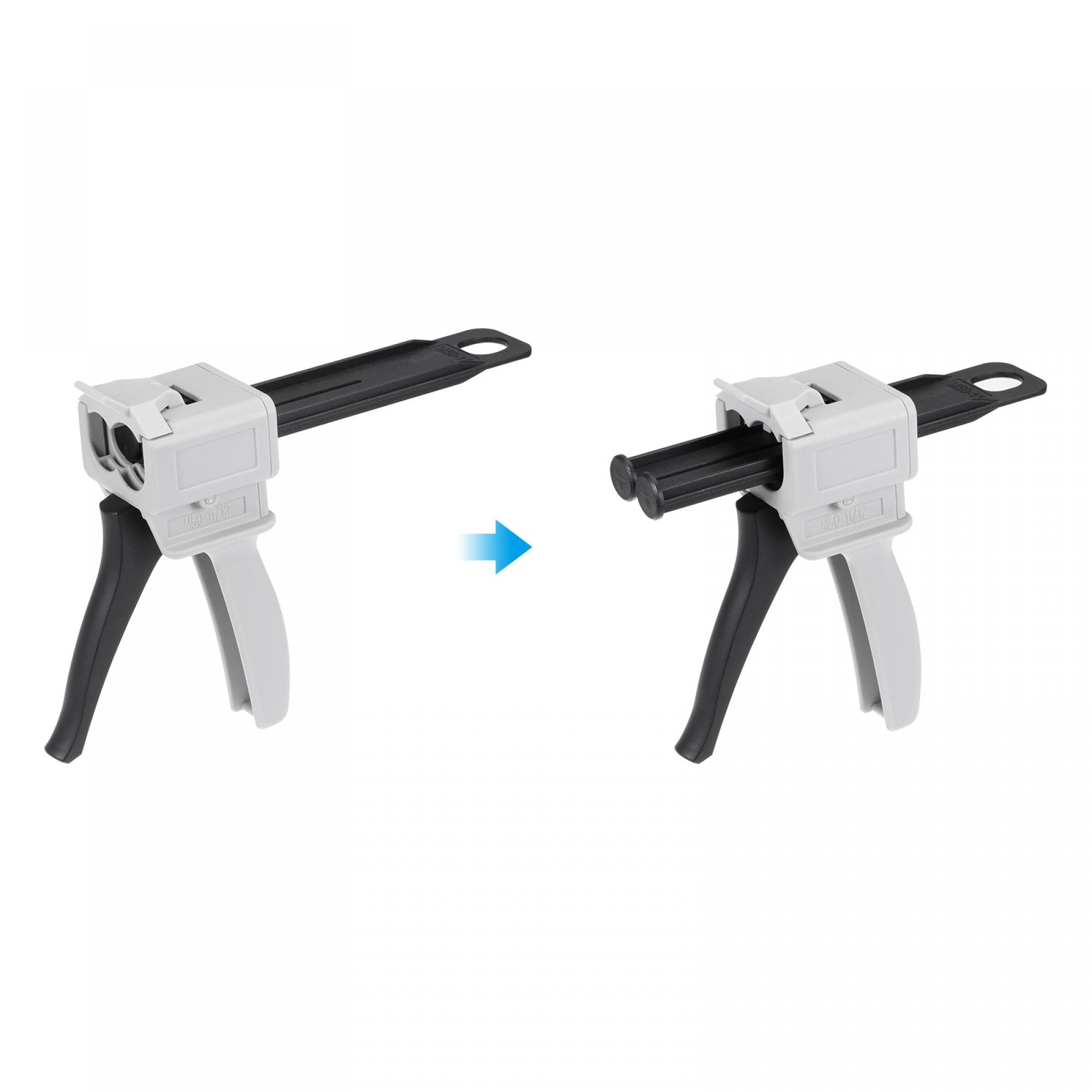 uxcell 50ml Manual AB Dispenser Gun Set - 1:1 Glue Mixing Ratio with Hose, 83mm Mixing Needle, Front Cover & 2 Back Covers - Perfect for Epoxy Resin, Adhesive Bonding, and DIY Craft Projects