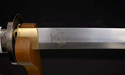 Walking Dead Michonne's Katana Sword - Authentic Damascus Folded Steel Blade for Zombie Apocalypse Survival & Cosplay