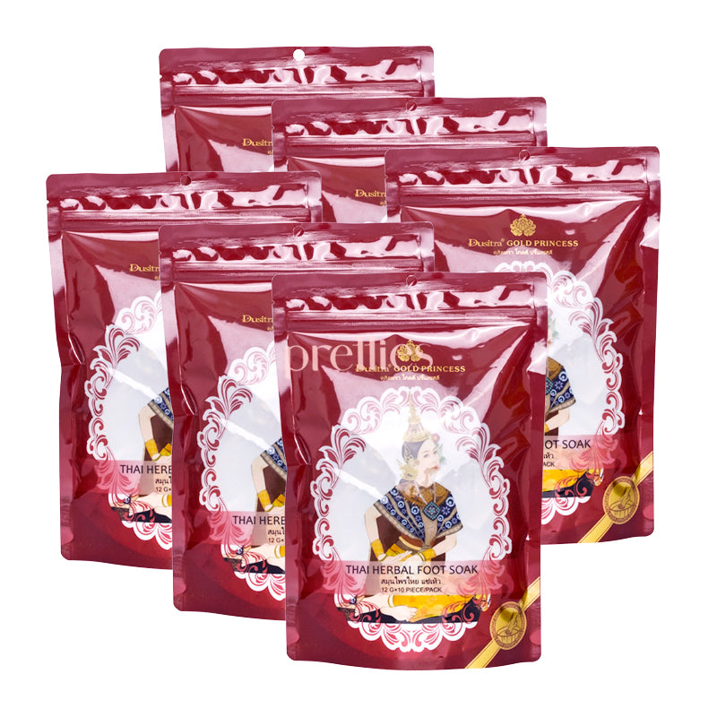 Royal Gold Princess Royal Thai Herbal Foot Soak - 60 Pack (10pcs x 6) for Relaxation, Detox & Pain Relief - Perfect for Spa, Home Foot Care & Gift Giving