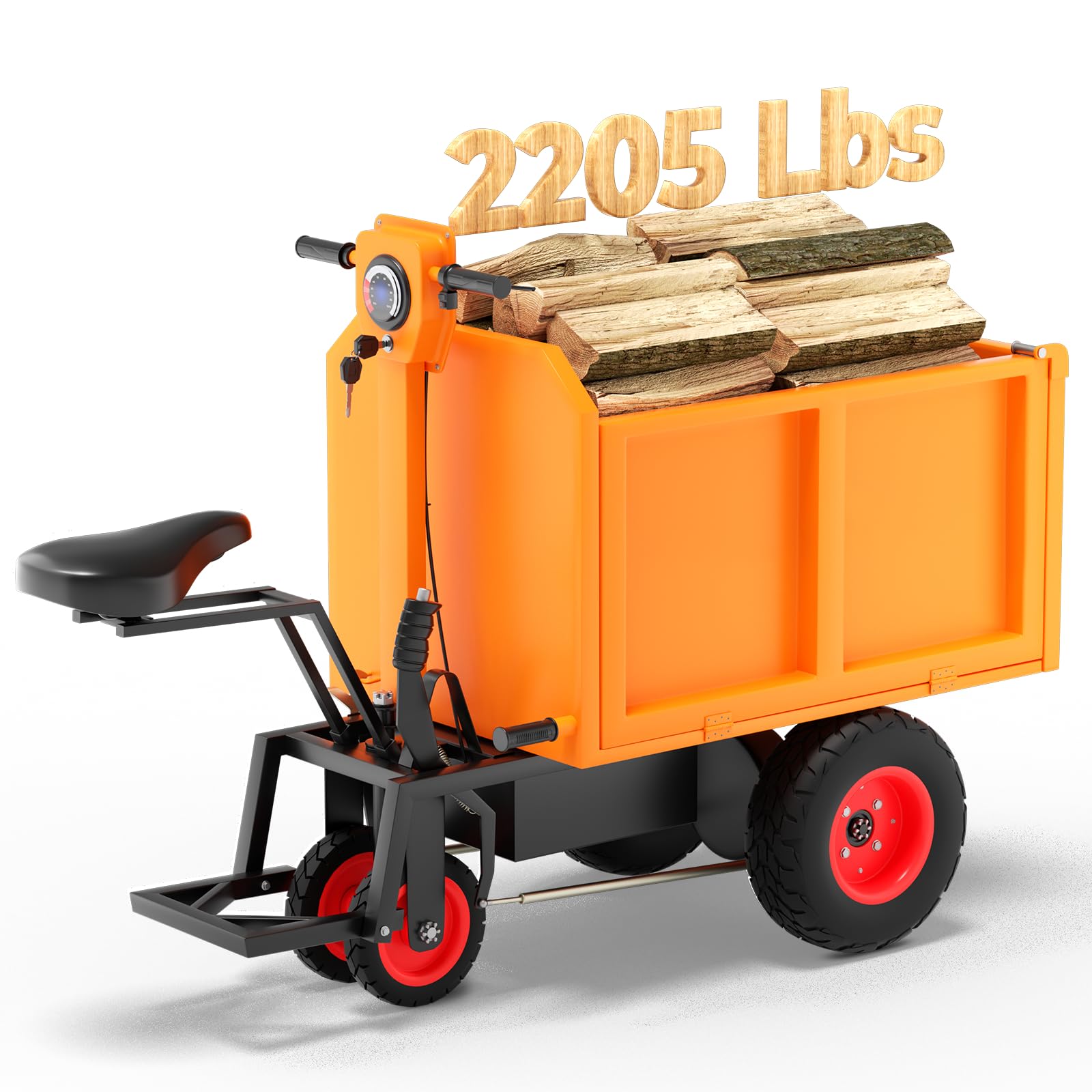 3-in-1 Arczorix Square Electric Wheelbarrow Utility Cart - 48V 20A 1000W Motor with 2205Lbs (1 Ton) Capacity - Heavy Duty Electric Wagon for Construction, Gardening & Hunting Deer Cart