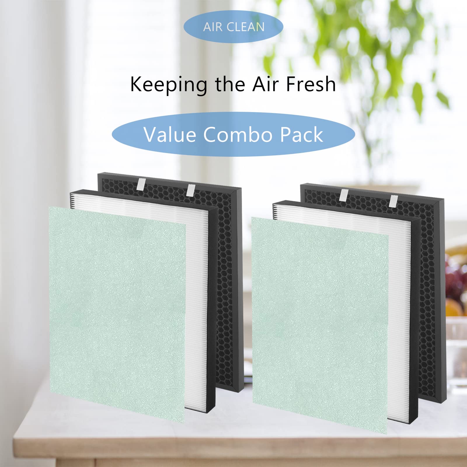 2-Pack Bissell Air400 True HEPA Replacement Filters Set - Compatible with Air400 Air Purifier (Includes 2521 HEPA & Pre-Filters + 2520 Carbon Filters) - For Home, Office & Bedroom Air Cleaning