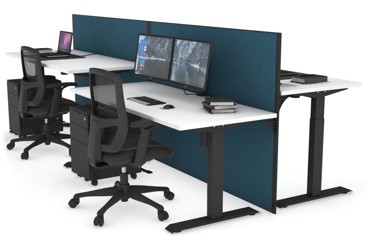 Just Right Height Adjustable 4-Person Workbench [1400L x 700W] - Heavy Duty Industrial Workstation for Factory, Warehouse & Workshop Use