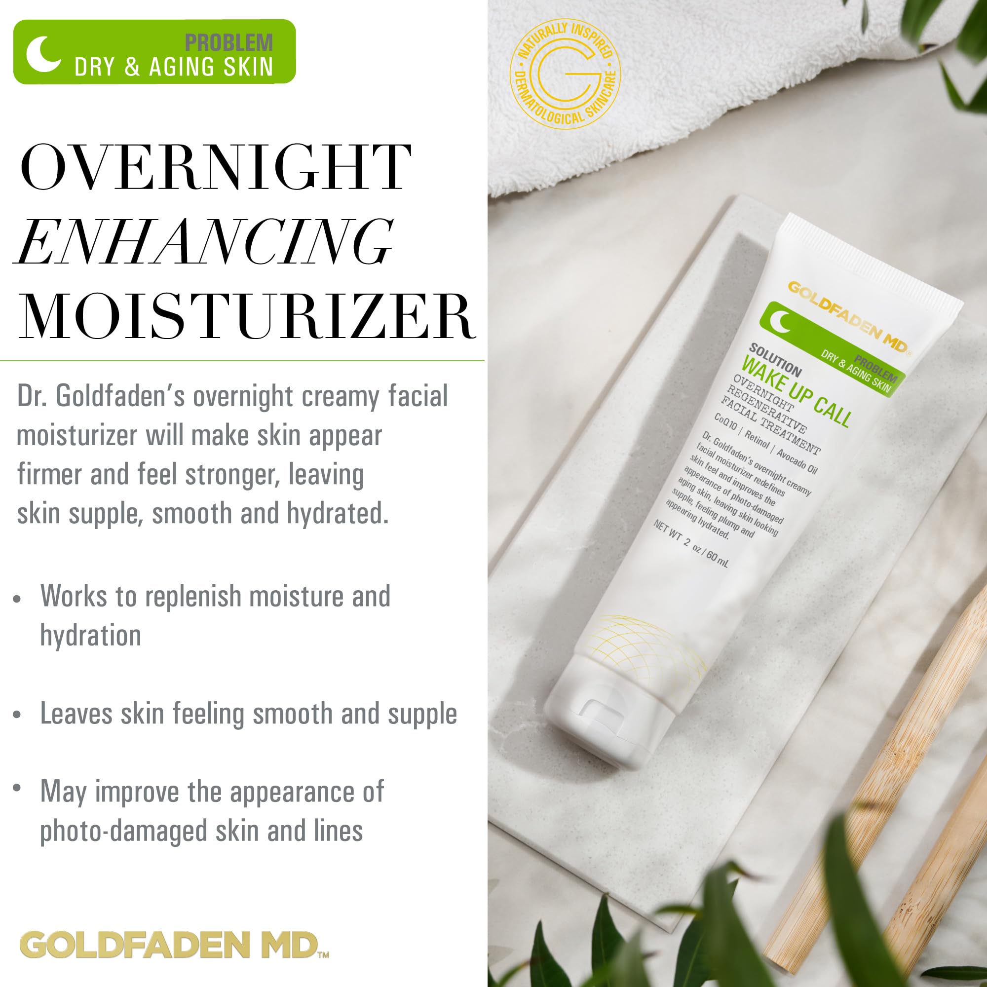 Dr. Goldfaden Wake Up Call Night Facial Moisturizer - Anti-Aging Night Cream for Dry Skin with Alpha Lipoic Acid, Avocado Oil, Retinol & CoQ10 | Deep Hydration & Wrinkle Reduction for Overnight Skin Repair
