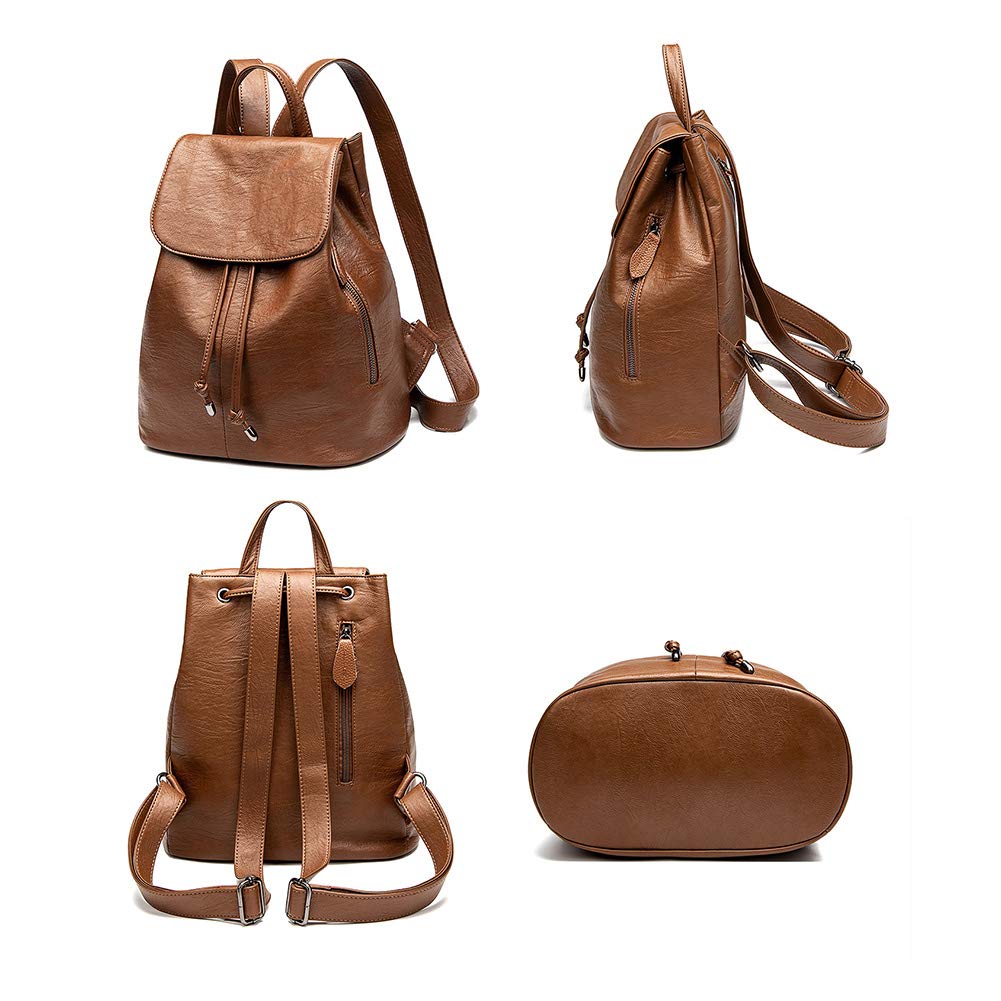 Stylish PU Leather Women's Backpack - Fashionable Drawstring Shoulder Bag for Travel, Work & Daily Use | Trendy Handbag & Casual Purse for College, Commuting & Weekend Outings