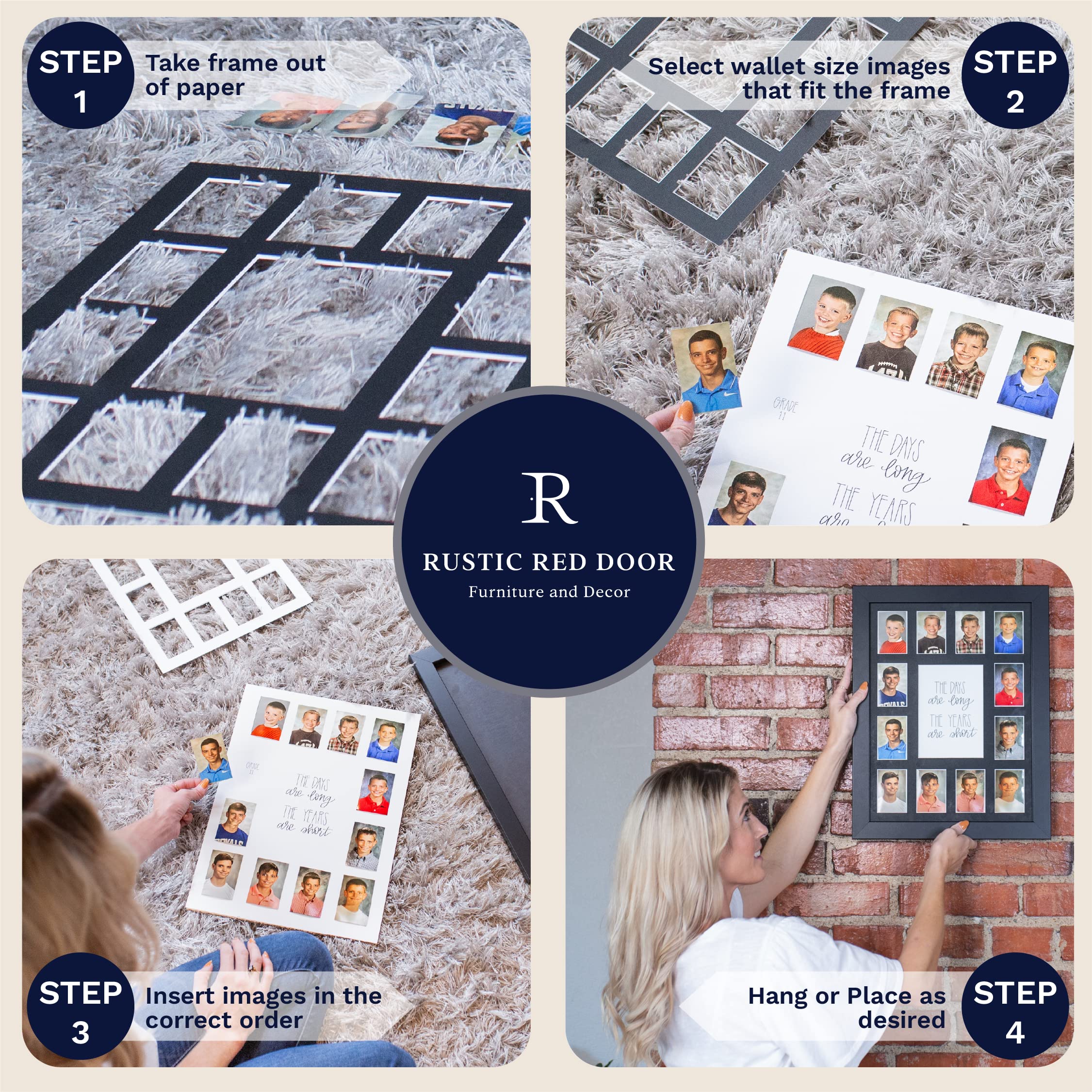 RRD School Years Photo Mat (12” x 16”) - Barnwood Frame Black Collage Picture Frame for K-12 School Pictures - Kindergarten to Graduation Memory Display with 13 Photo Spaces - Perfect for Classrooms, Home Décor & Graduation Gifts