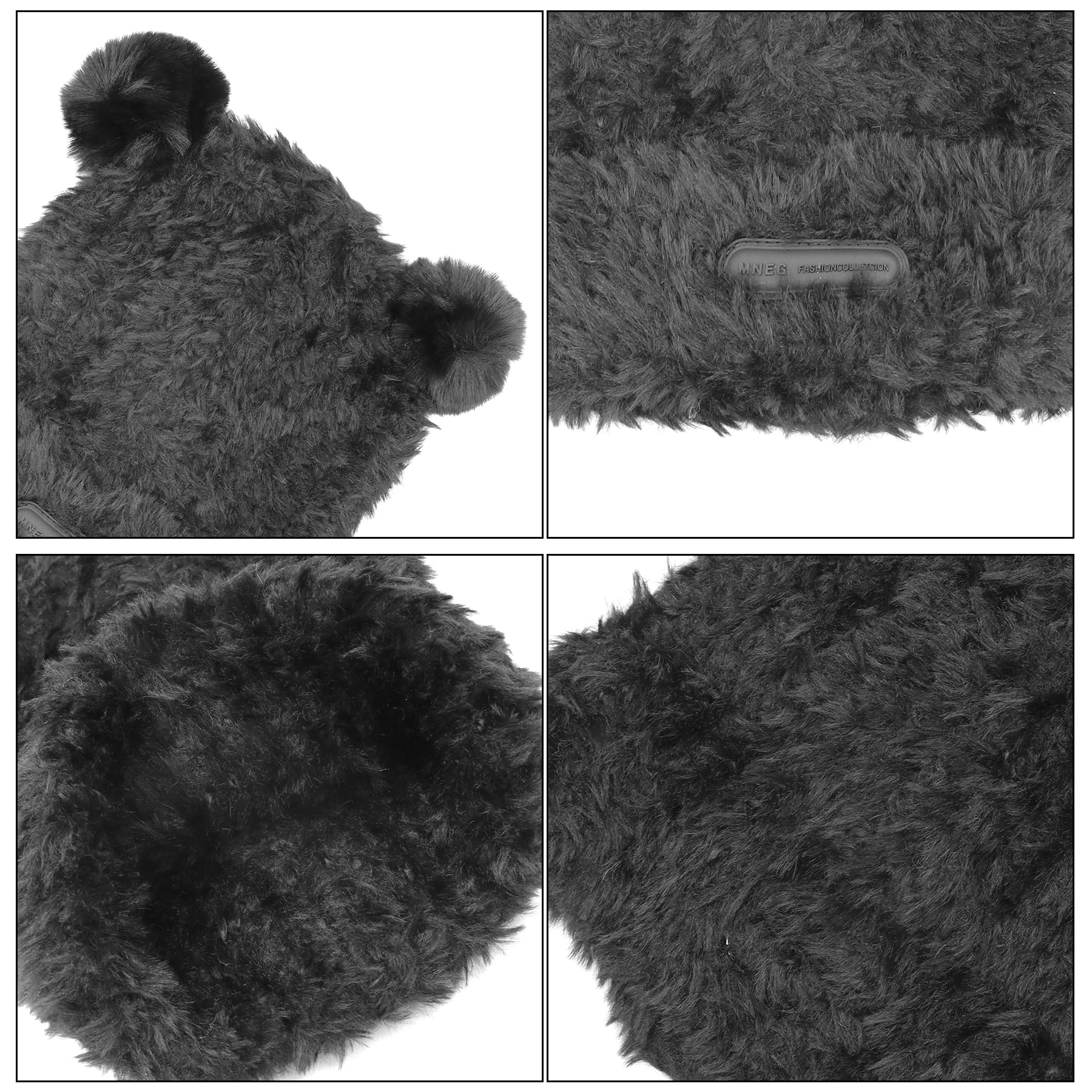 ANKOMINA Cute Plush Bear Ear Beanie Hats for Women & Girls - Winter Warm Faux Fur Knitted Skull Cap Bucket Hat - Cozy Outdoor Fashion for Snow Days & Street Style