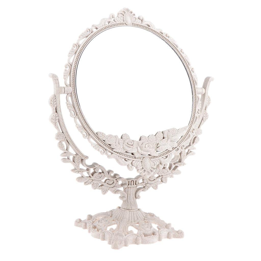 Milageto Double-Sided Makeup Mirror with LED Lights - Round Vanity Mirror for Women, Hotel Bathroom, Dressing Room & Travel | 360° Rotating, Touch Control, Magnifying Mirror for Perfect Makeup Application