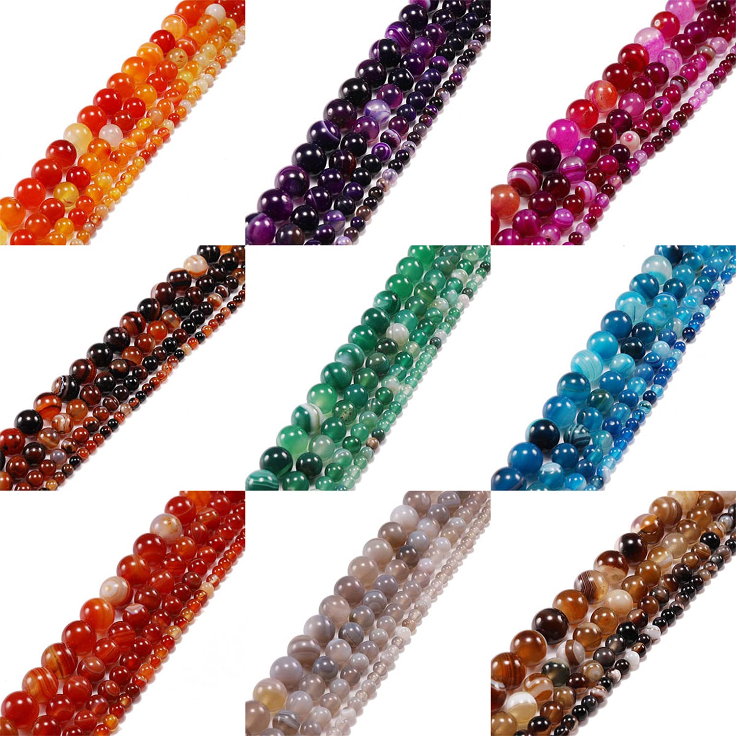 10mm Natural Striped Agate Beads - Round Loose Stone Beads for DIY Jewelry Making (Grey, 38Pcs) | Perfect for Bracelets, Necklaces, Earrings & Craft Projects