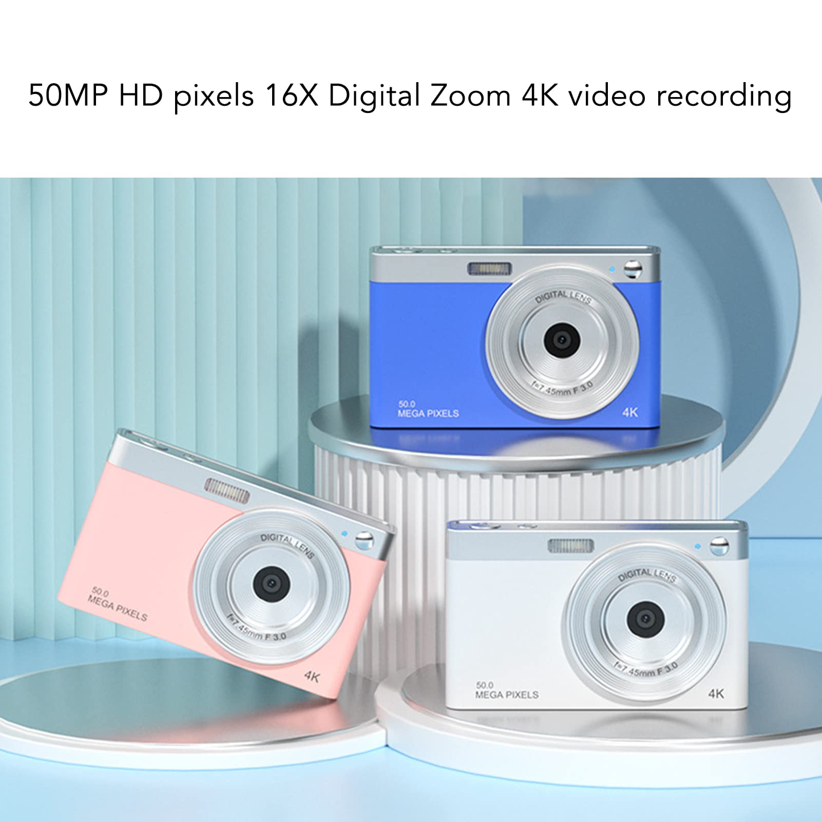 16X Zoom Digital Camera with 2.88in IPS HD Screen - Rose Pink Compact Camera for Macro Photography | Perfect for Travel, Vlogging & Everyday Shooting