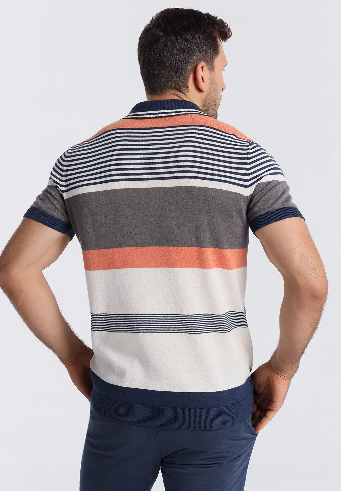 Bendorff Men's Striped Cotton Polo Shirt - Comfortable Casual Short Sleeve Button Down Shirt for Golf, Work & Everyday Wear