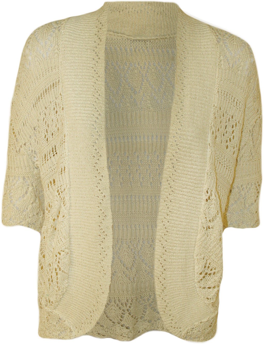 Women's Plus Size Crochet Knitted Oversized Stretchy Shrug Cardigan in Cream - Boho Chic Cover-Up for Beach, Wedding & Casual Outfits