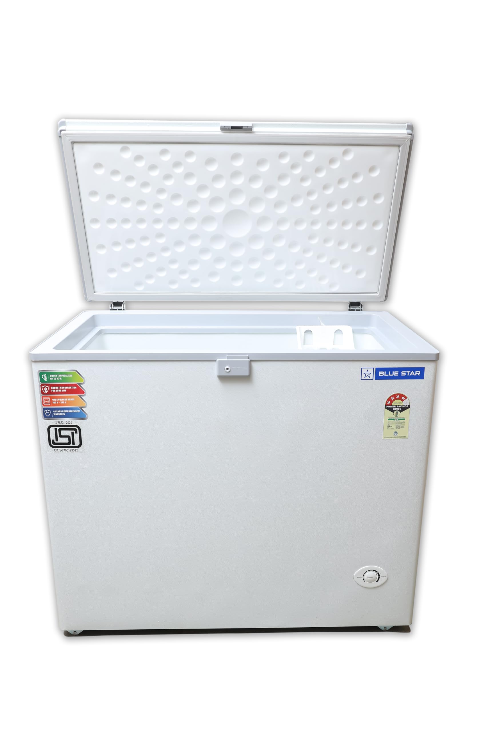 Blue Star CF4-230NEYW 215L White 4-Star Energy Efficient Deep Freezer - Perfect for Home, Restaurant & Commercial Kitchen Food Storage