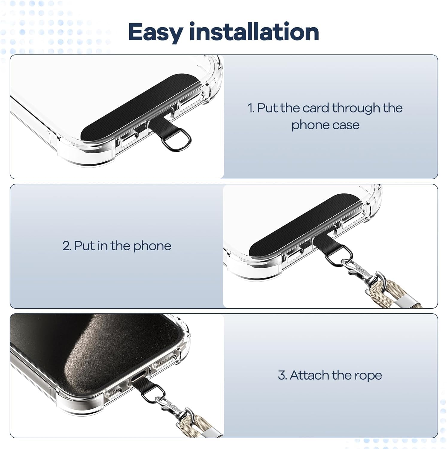 Caslord Adjustable Phone Lanyard with 2 Durable Black Patches - 1.6m Portable Neck Strap Compatible with All Smartphones & Most Cases (Gold) - Perfect for Travel, Work, Gym & Outdoor Activities