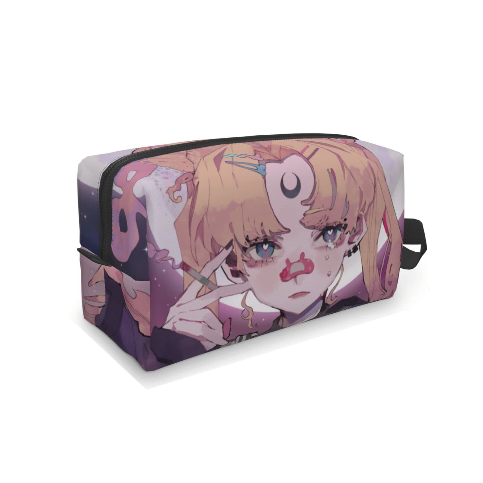 Anime Cute Travel Toiletry Bag for Women & Girls - Waterproof Makeup Cosmetic Pouch with Zipper - Perfect for Travel, Gym, and Daily Use - Great Gift Idea