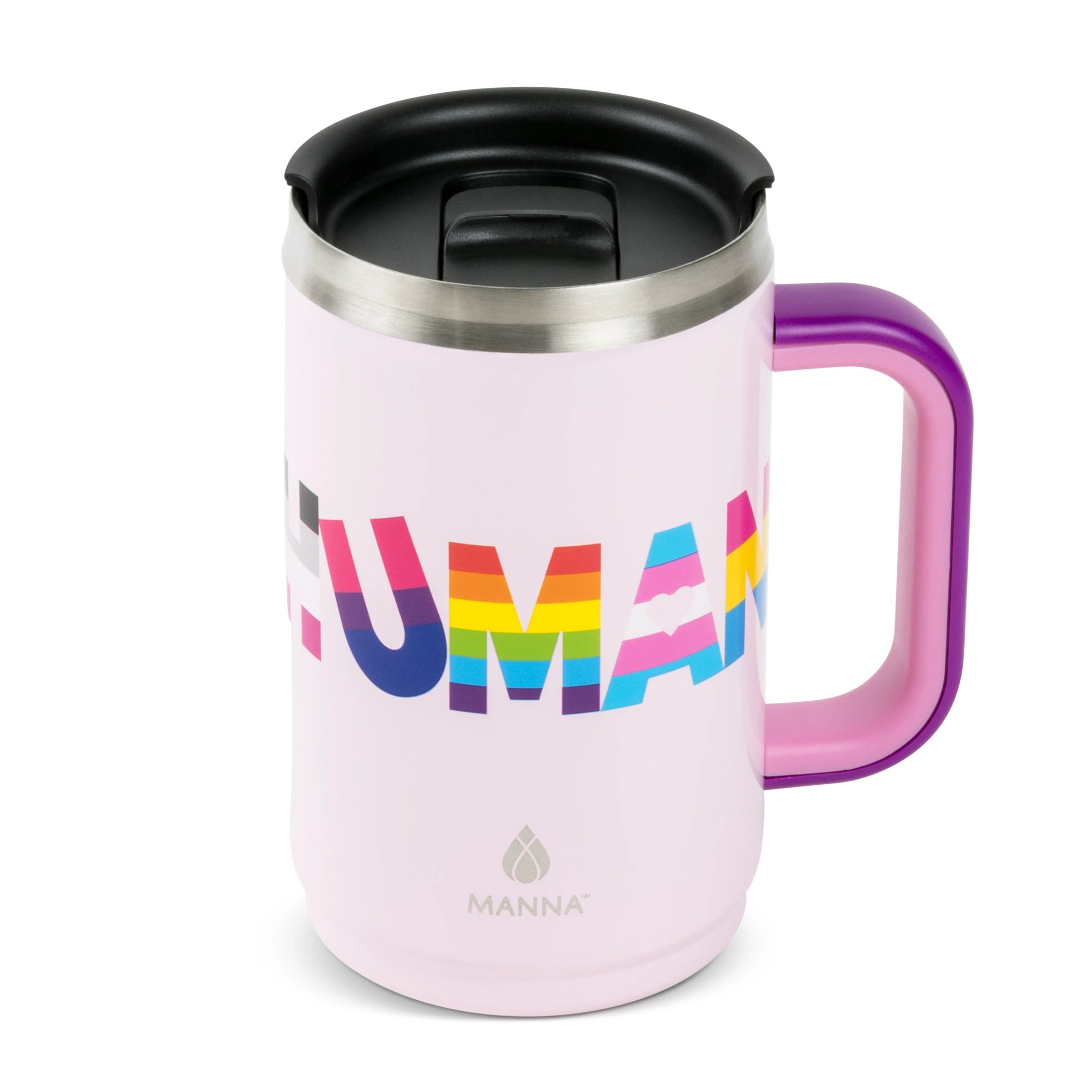 20 oz Boulder Mug - Insulated Stainless Steel Travel Tumbler with Lid & Handle, Pride Rainbow Design - Perfect for Coffee, Tea & Cold Drinks at Home, Office or Outdoor Adventures