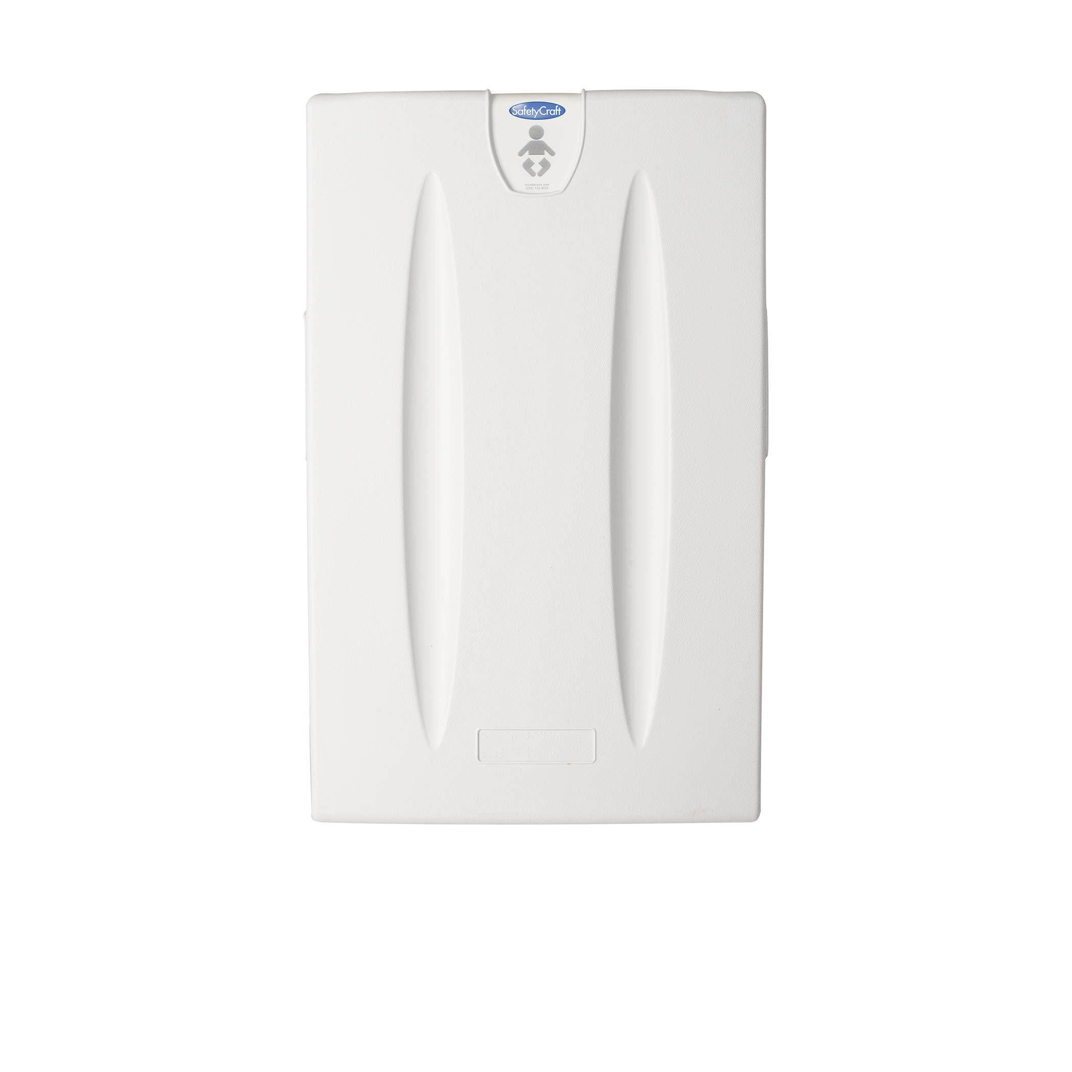 SafetyCraft 100-EV-SC Vertical Wall-Mounted Baby Diaper Changing Station with Built-in Liner Dispenser & Adjustable Safety Strap - Light Gray | Made in USA | Ideal for Daycares, Restrooms & Public Spaces