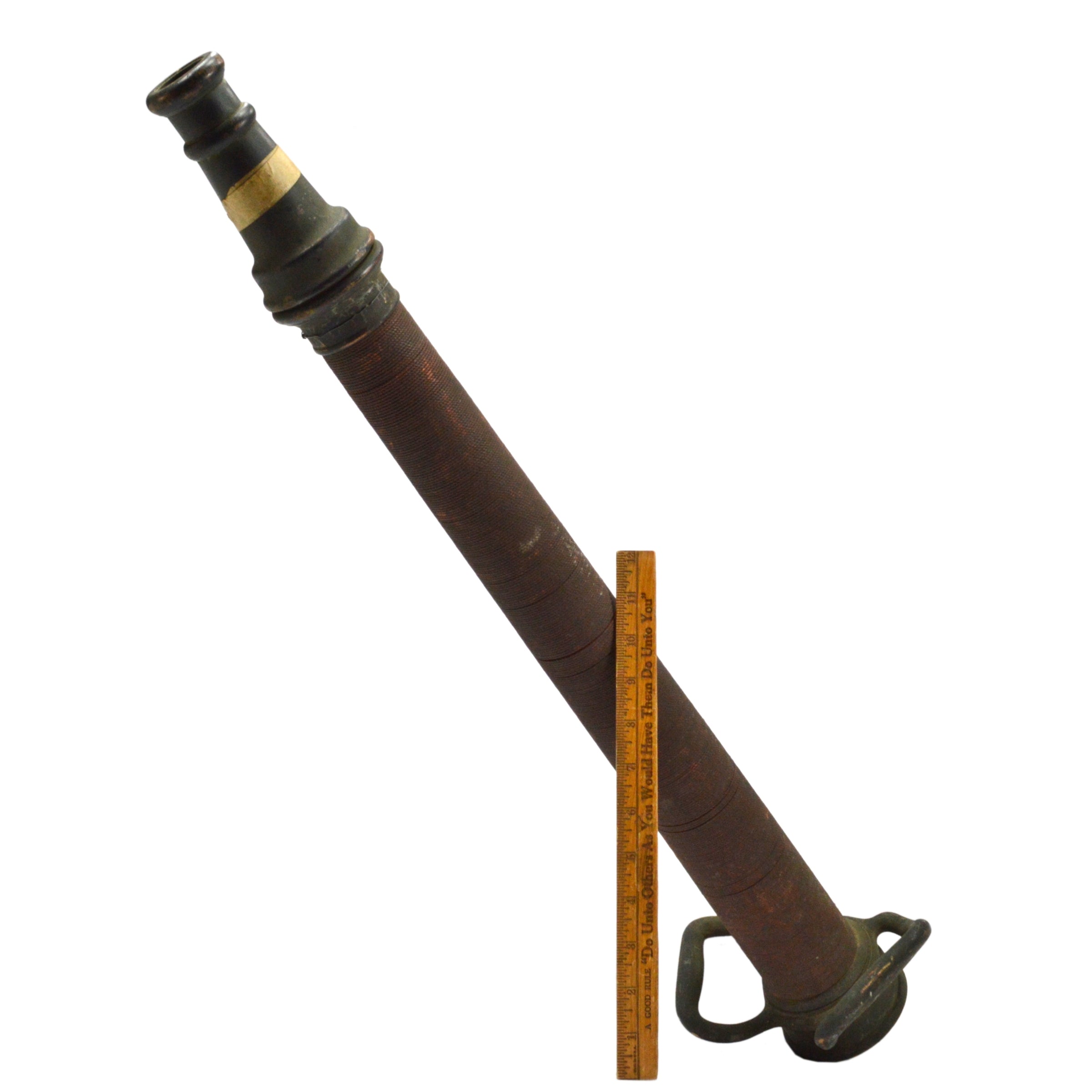 Antique EUREKA FIRE HOSE CO. Brass Nozzle 30 - Vintage 1905 Firefighting Equipment with Superb Patina - Perfect for Collectors, Historical Displays & Home Decor