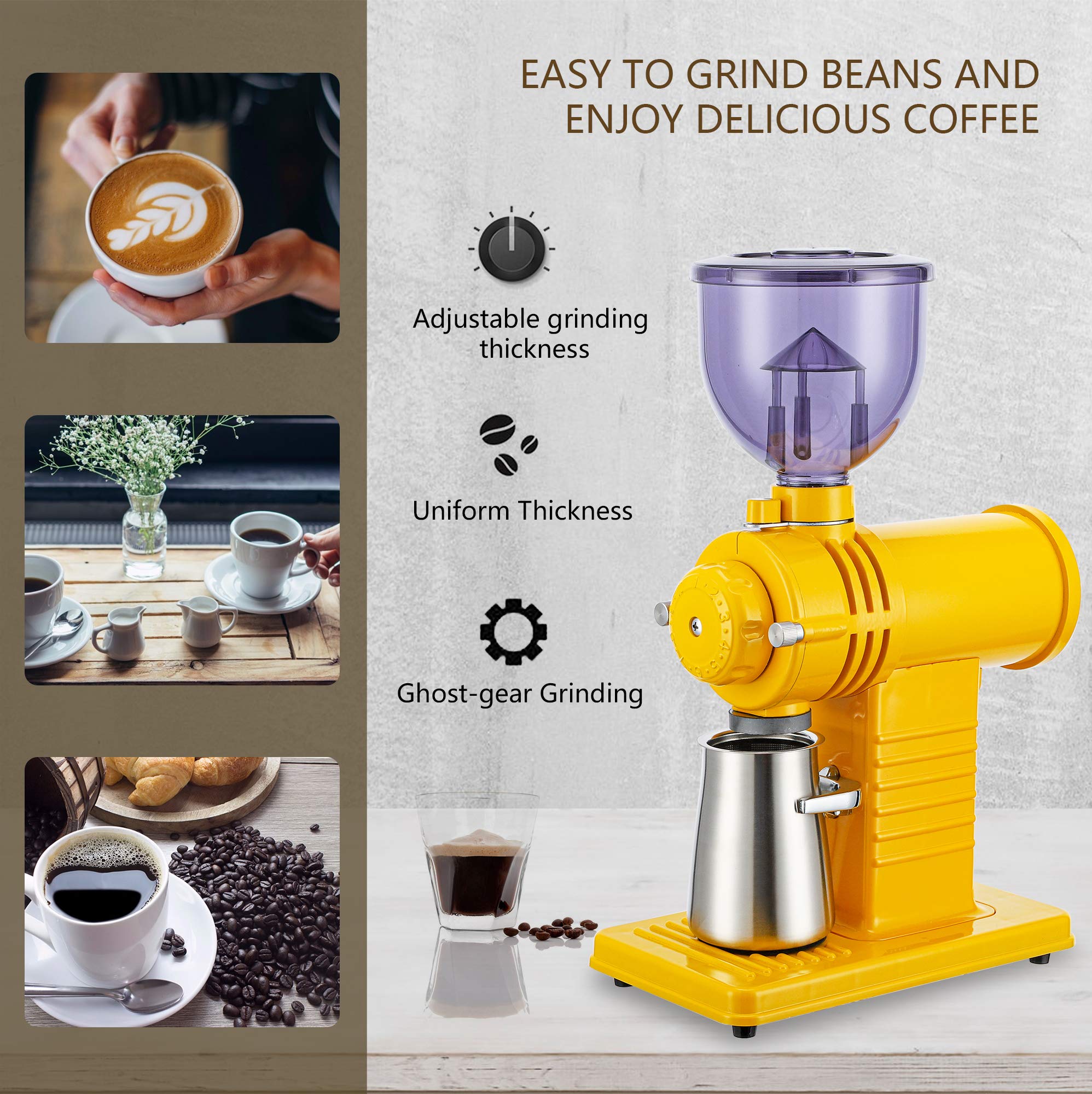 Premium Electric Burr Coffee Grinder - 10 Adjustable Coarse Grind Settings for Drip, Percolator & French Press - Ghost Teeth Burr Mill with Cleaning Brush (110V) - Perfect for Home, Office & Coffee Enthusiasts