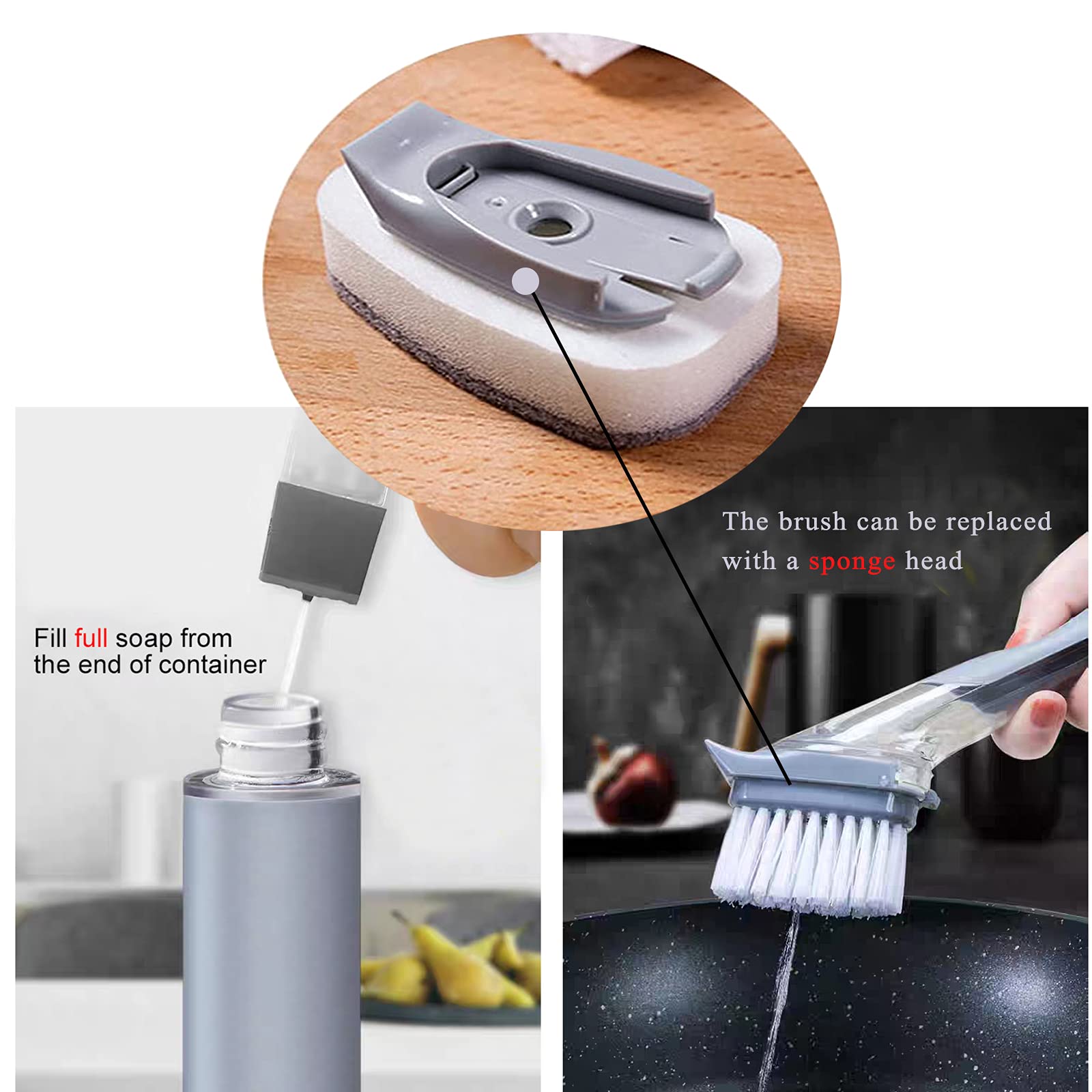 9pcs Kitchen Sponge Refills Set - Soap Dish Wand Replacement for Cleaning