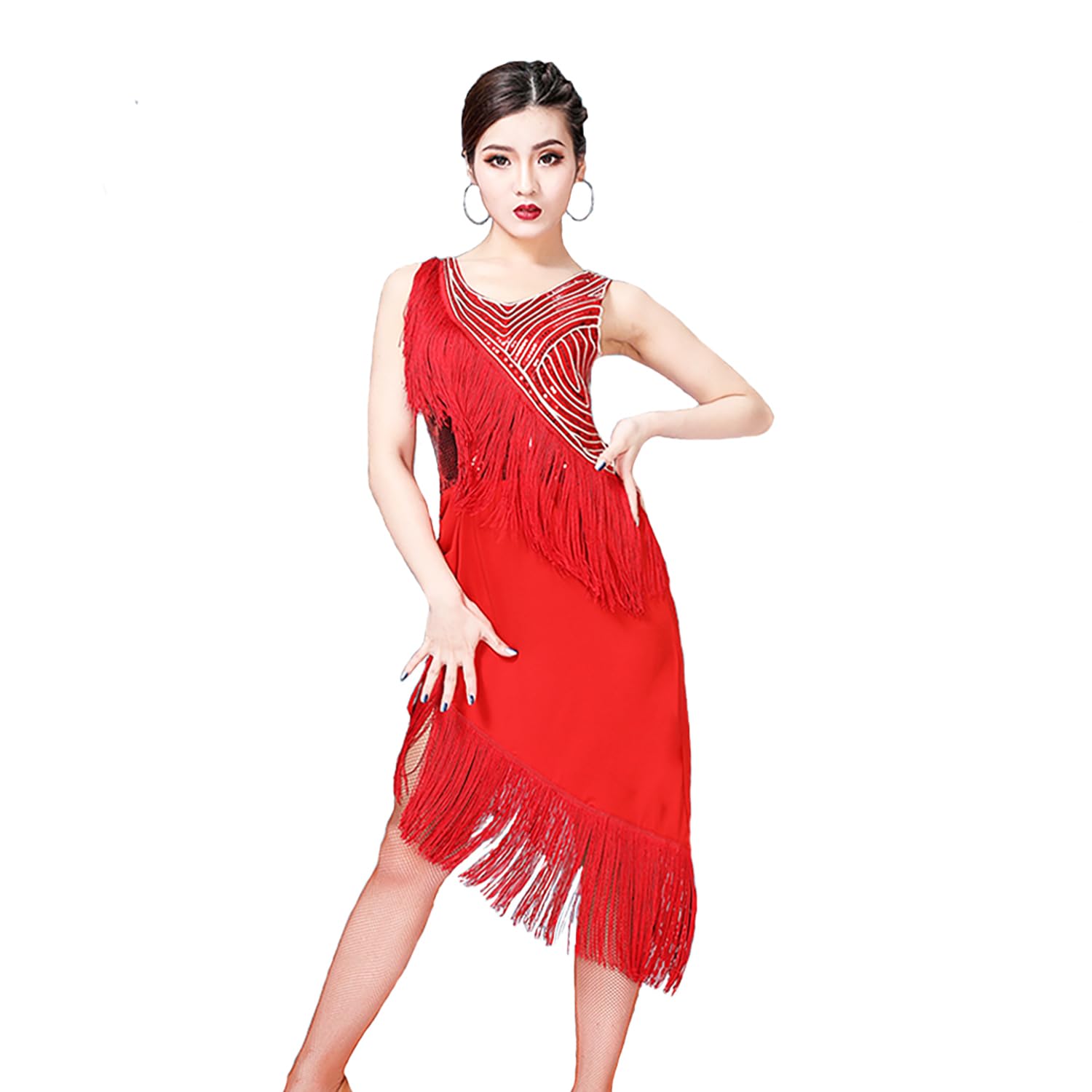 Women's Sexy Fringe Tassel Latin Dance Dress for Salsa, Rumba, Ballroom, and Party Performances