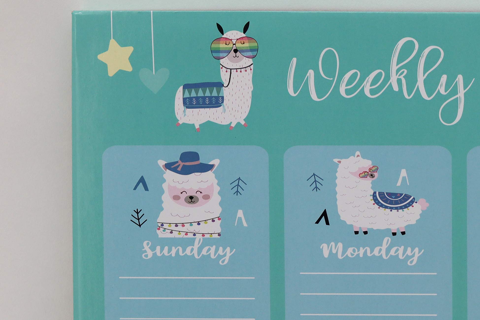 Weekly Planning Board Calendar - Wall Mounted Dry Erase Organizer with Cute Llama Design for Kids, Includes 1 Marker & 2 Magnets - Perfect for Bedroom, Classroom & Homeschool Organization