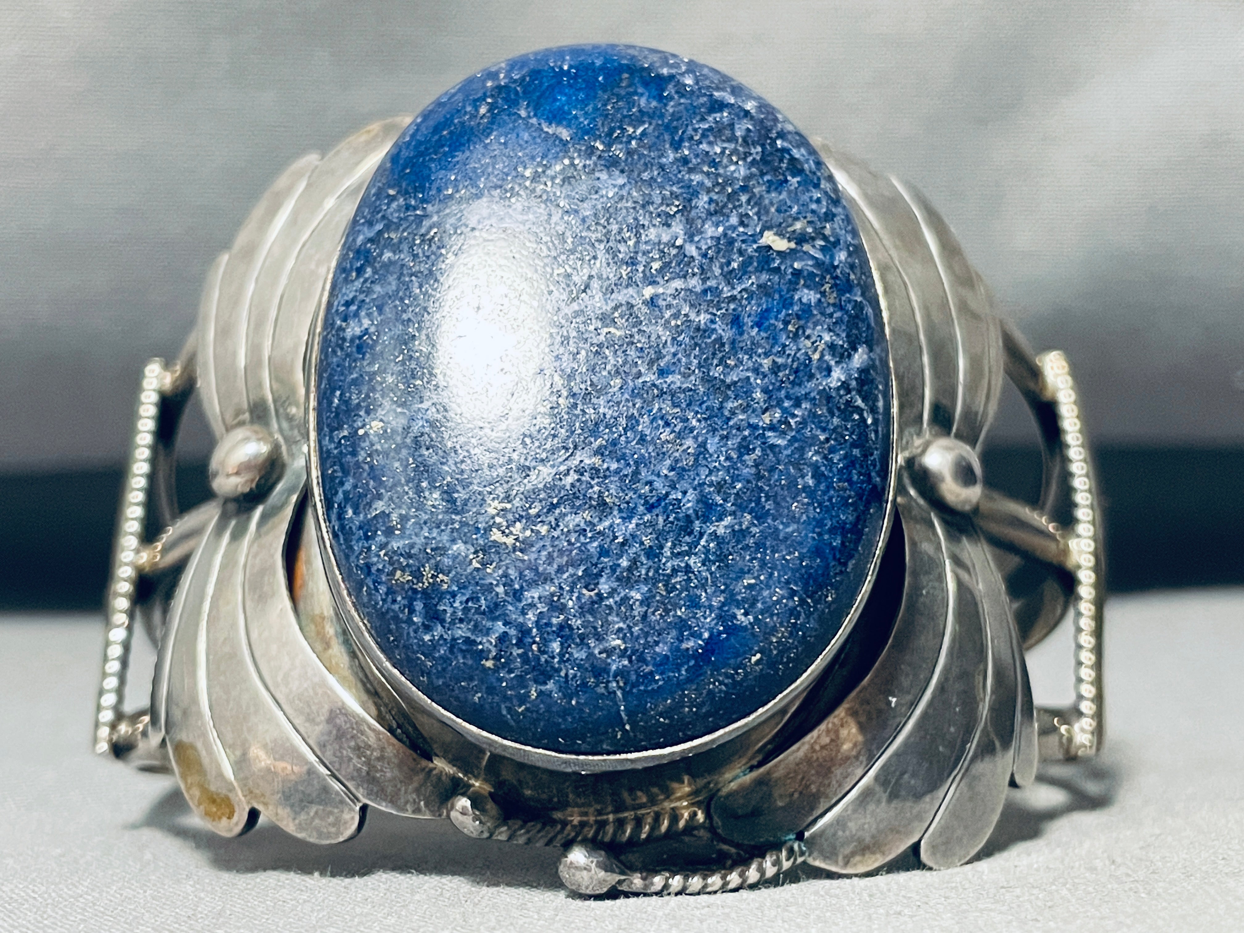 105 Gram Vintage Native American Navajo Midnight Lapis Sterling Silver Bracelet - Handmade Tribal Jewelry for Women - Perfect for Boho Fashion, Gift Giving & Special Occasions