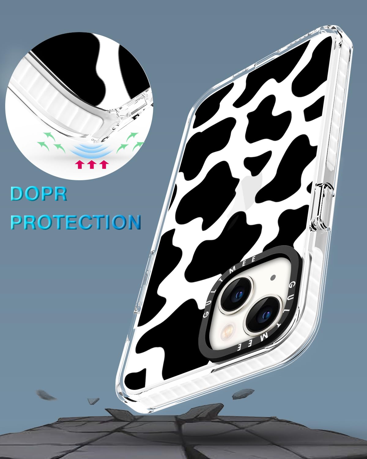 Cute Cow Print Magnetic Case for iPhone 13/14 - Slim Shockproof Protective Cover [MagSafe Compatible][Military-Grade Drop Tested] - Perfect for Women & Girls (Black/White, 6.1