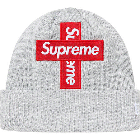 Supreme x New Era Cross Box Logo Beanie - Grey Winter Hat for Men & Women - Perfect for Cold Weather, Streetwear Fashion & Outdoor Activities