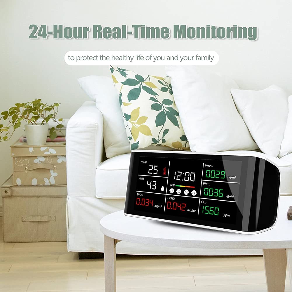 Professional CO2 Detector & Air Quality Monitor - Carbon Dioxide, Temperature, Humidity, PM2.5 Tester with LCD Display for Home, Office, Greenhouse, and Indoor Air Quality Analysis