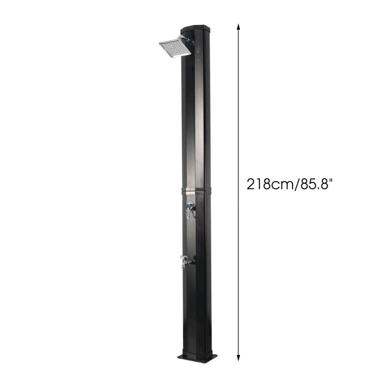 5.3/9.3 Gallon Solar Outdoor Shower with Heated Shower Head & Foot Tap - Portable Hot Water System for Garden, Backyard, Poolside, Beach, Spa | Perfect for Camping, RV Trips & Off-Grid Living (Black 9.3 Gallon)