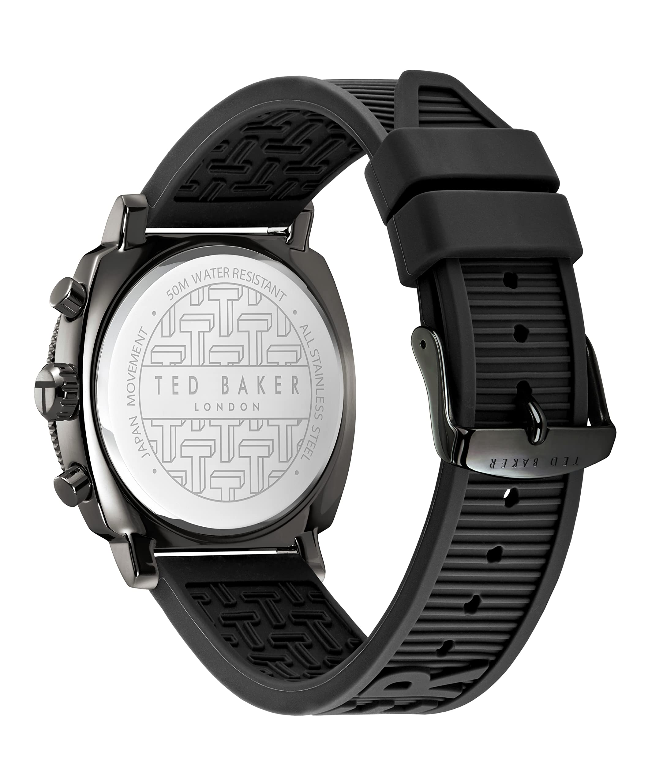 Ted Baker Caine Black Silicone Strap Watch for Men - Waterproof Casual Dress Chronograph Wristwatch (Model BKPCNF2049I) - Perfect for Office, Business Meetings & Everyday Wear