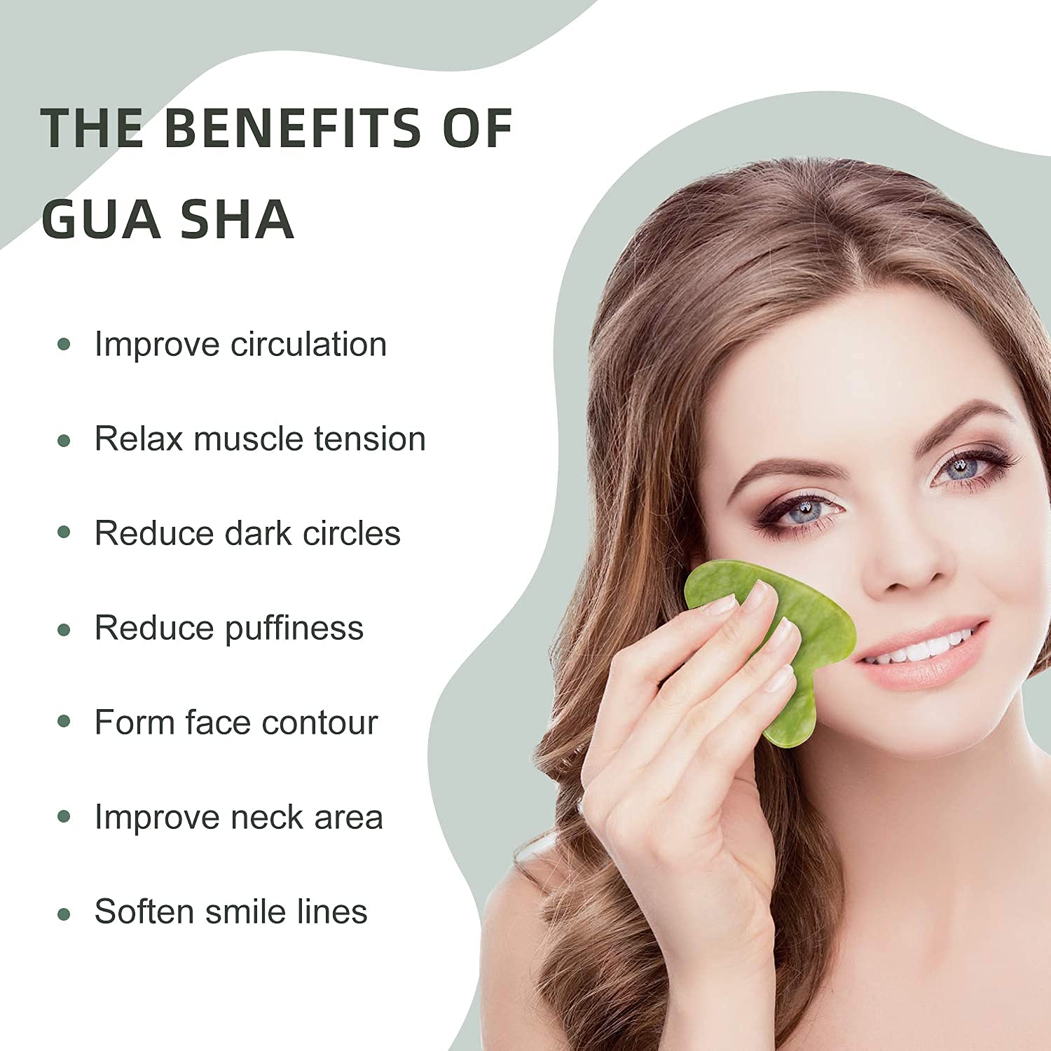 Natural Jade Stone Gua Sha Facial Massage Tool for Face & Body - Relieve Tension & Promote Circulation, Perfect for Skincare & Relaxation at Home or Spa